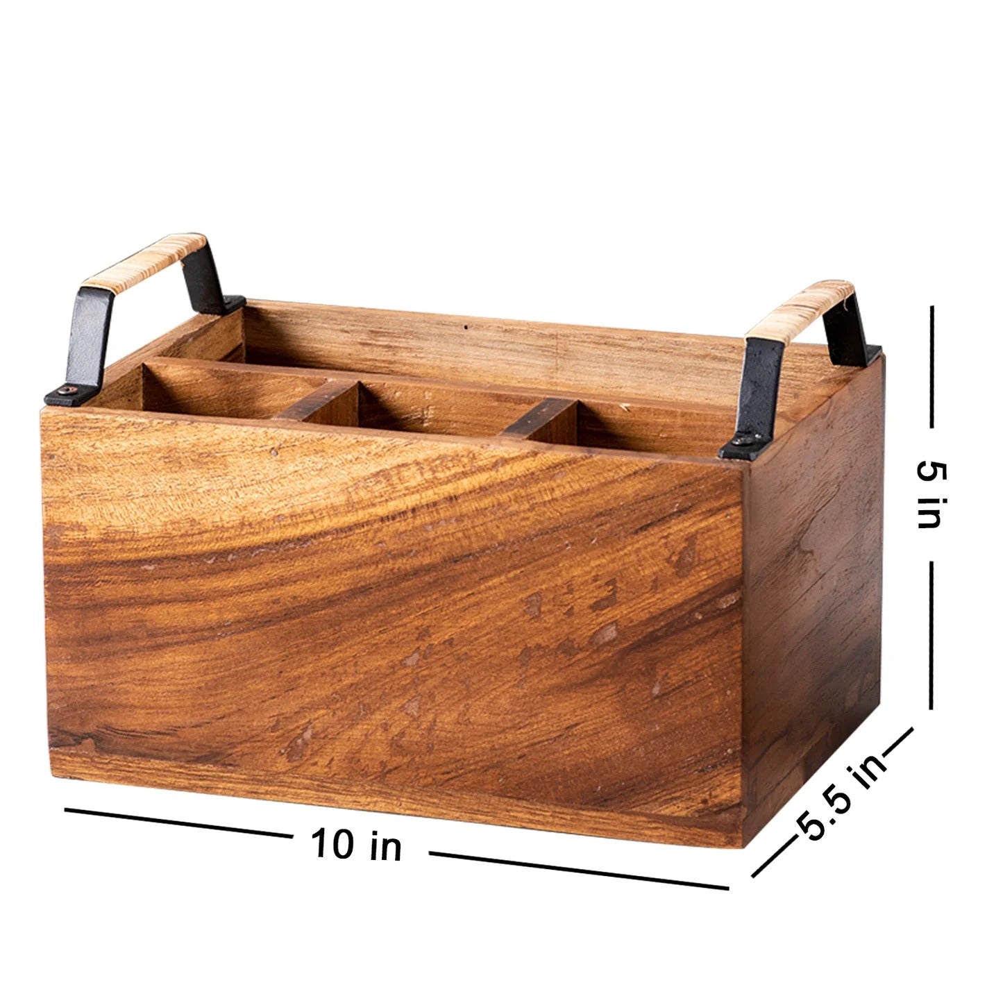 Nestroots Inseparables Teak Wood Spoon Stand with Cane Full Size