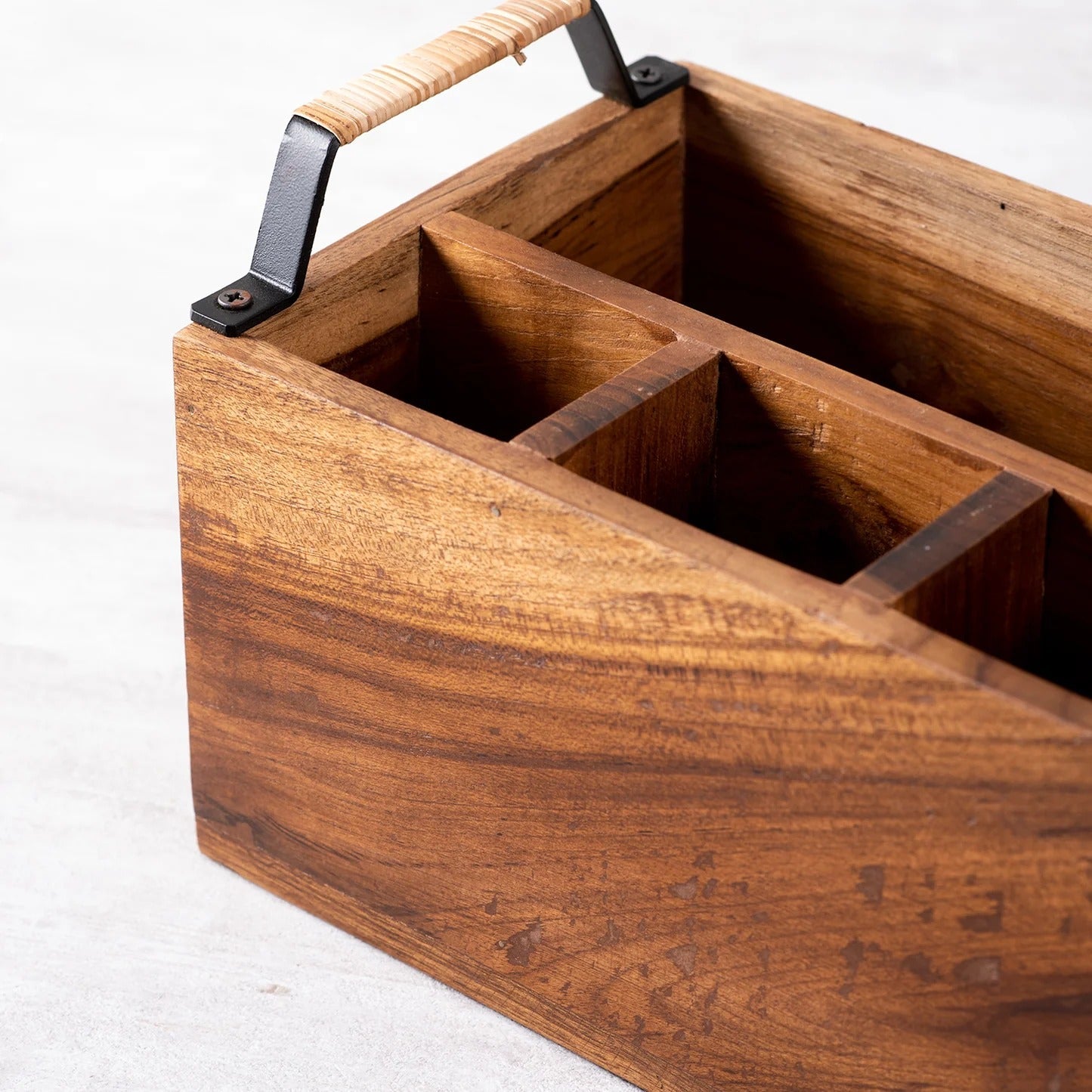 Nestroots Inseparables Teak Wood Spoon Stand with Cane Full Size