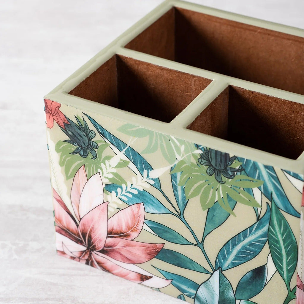 Nestroots Enamel MDF Cutlery Holder Printed Design Large