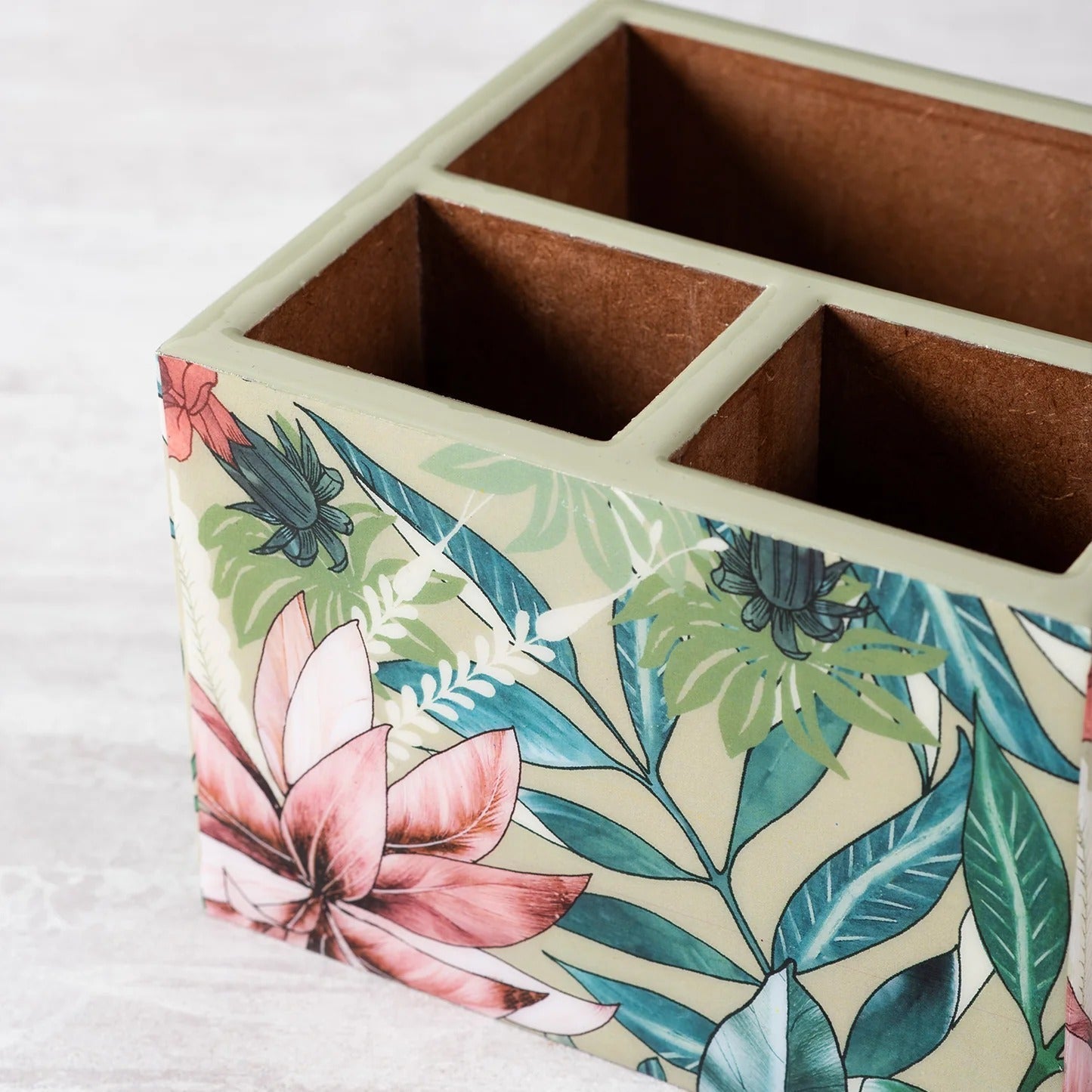 Nestroots Enamel MDF Cutlery Holder Printed Design Large