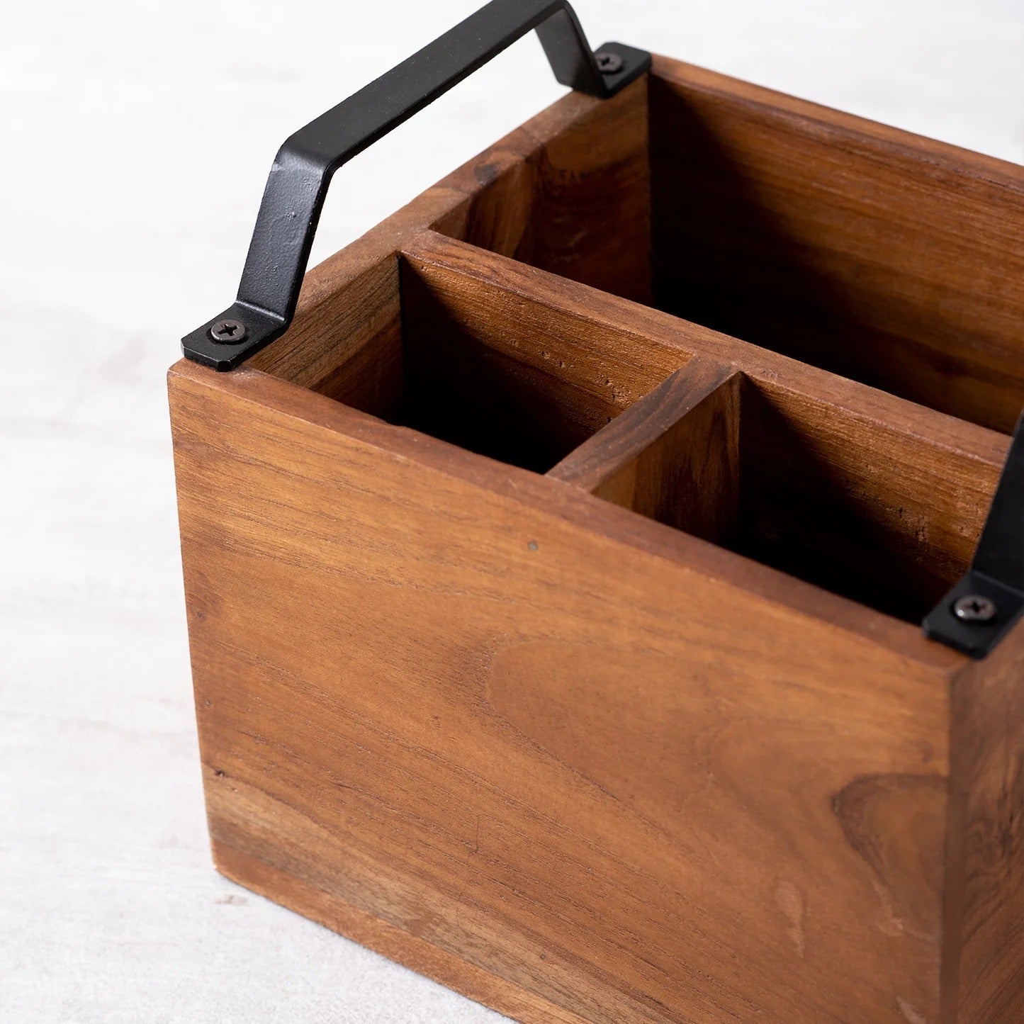 Nestroots Inseparables Teak Wood Cutlery Holder Small Black Handle Mini Me