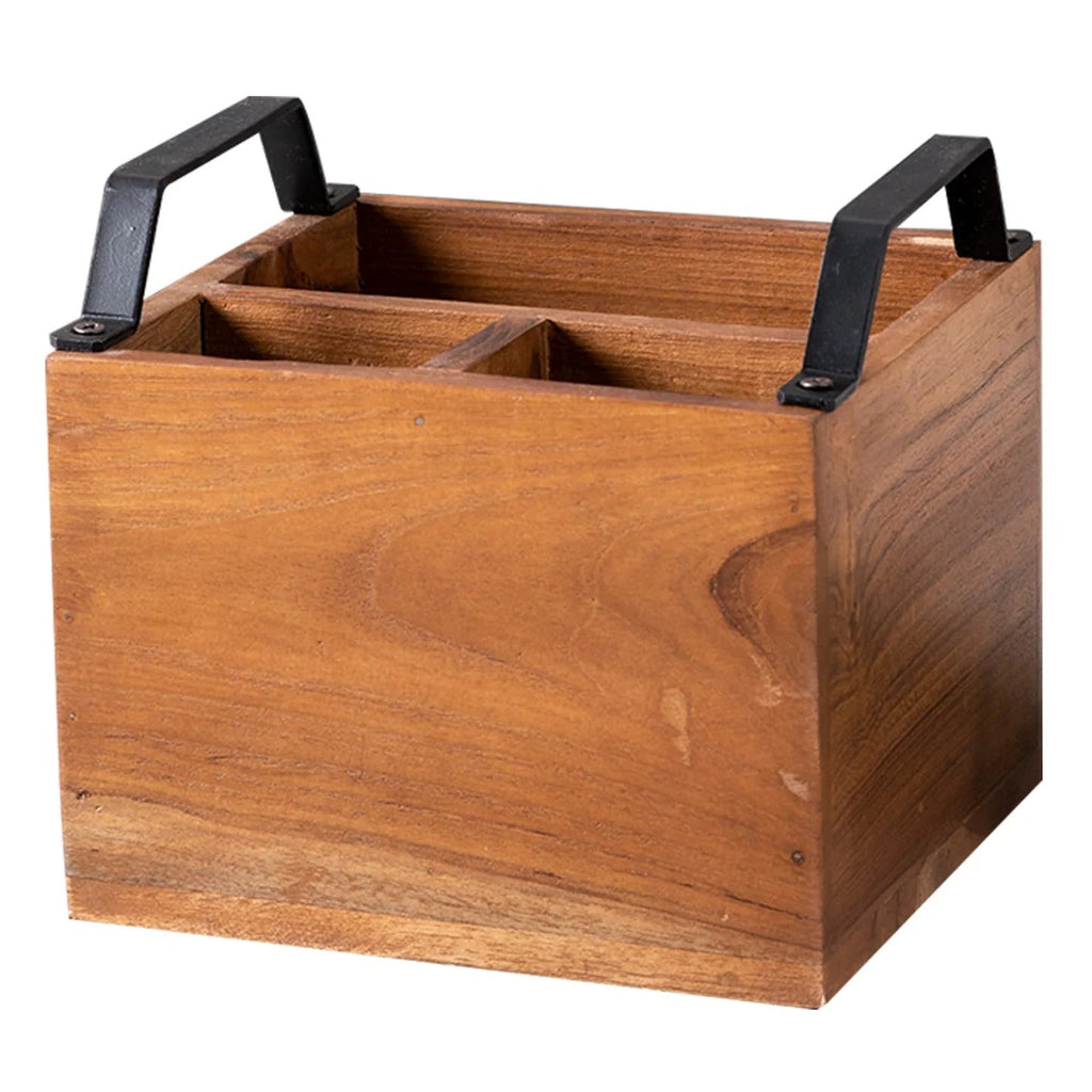 Nestroots Inseparables Teak Wood Cutlery Holder Small Black Handle Mini Me