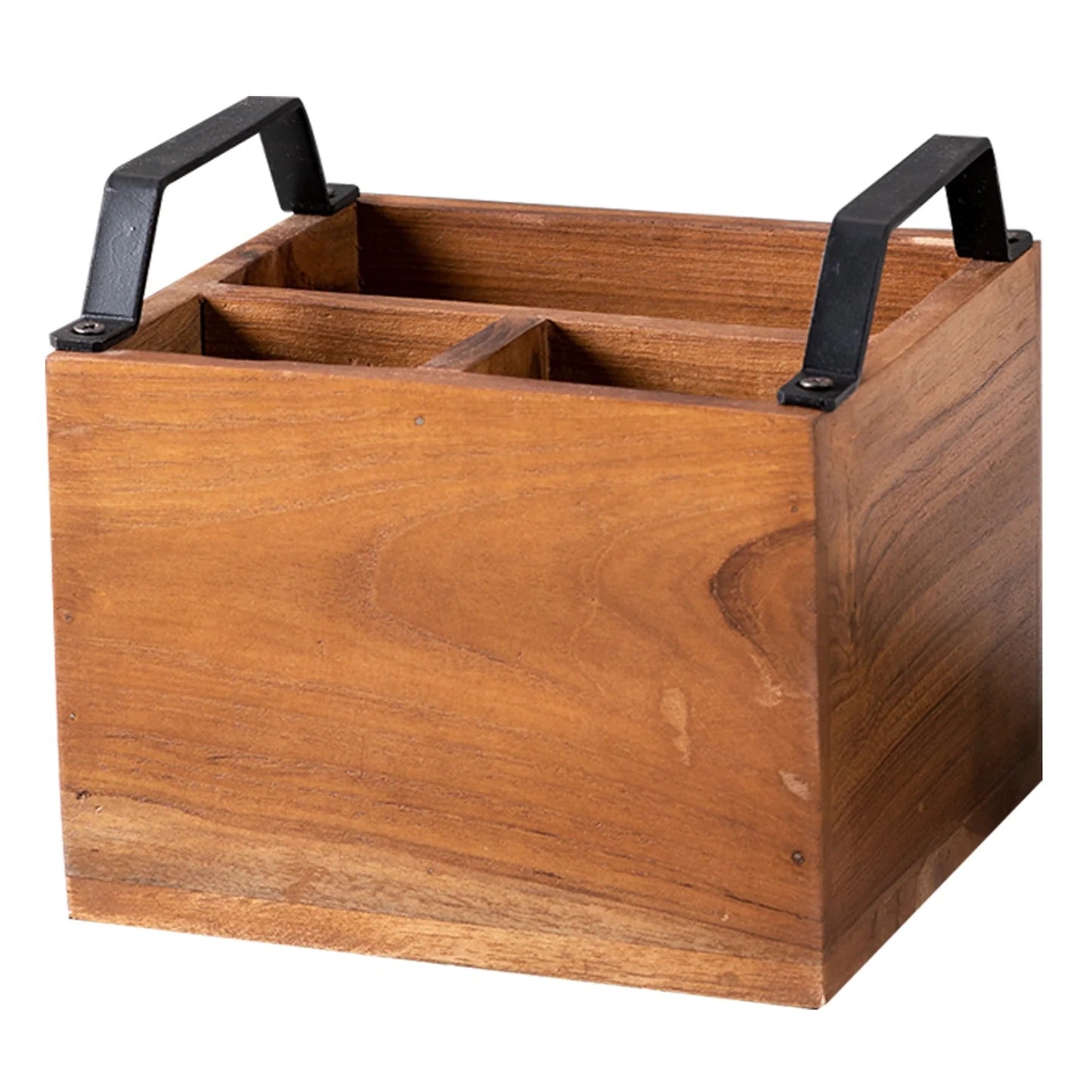 Nestroots Inseparables Teak Wood Cutlery Holder Small Black Handle Mini Me