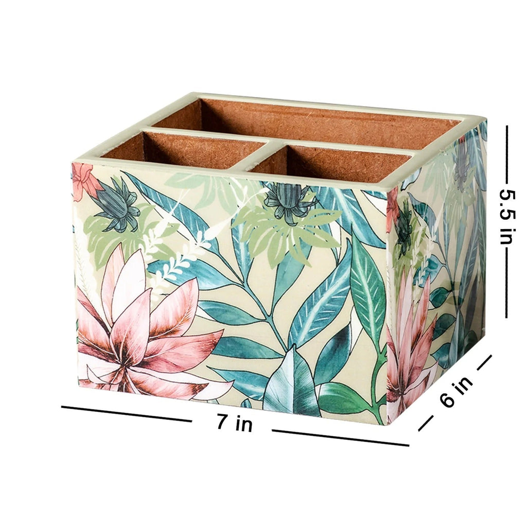 Nestroots Enamel MDF Cutlery Holder Printed Design Large