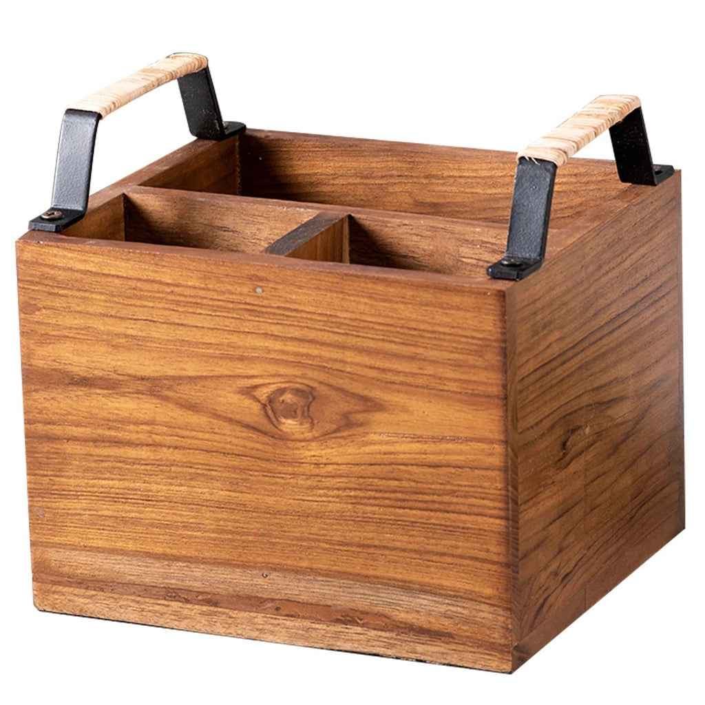 Nestroots Wooden Spoon Fork Holder Traditional Teak Wood Caddy