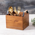 Nestroots Wooden Spoon Fork Holder Traditional Teak Wood Caddy