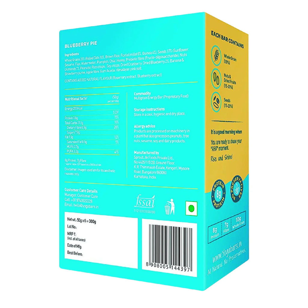 Yogabar Blueberry Pie Breakfast Bar - 300 gms
