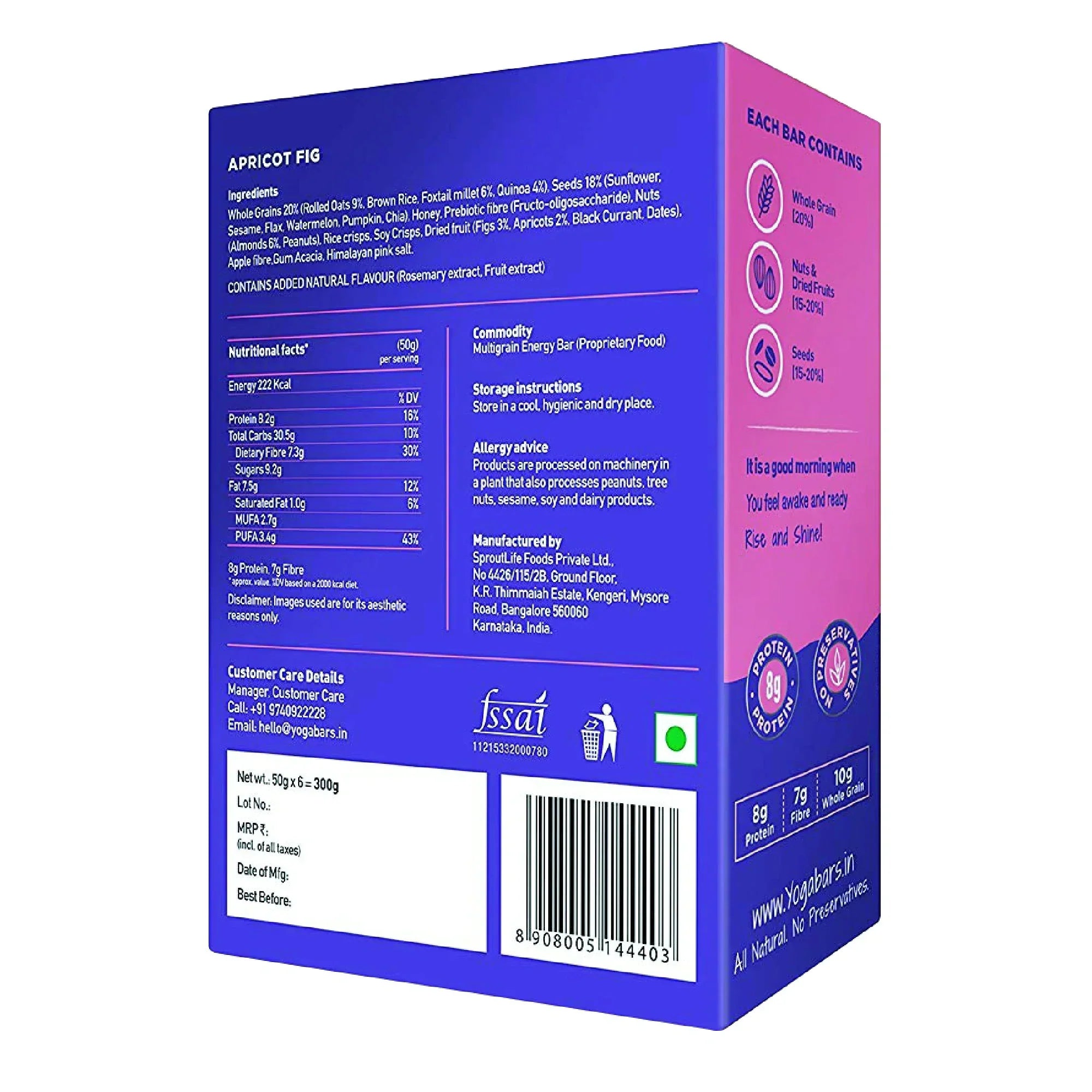 Yogabar Apricot Fig Breakfast Bar - 300 gms