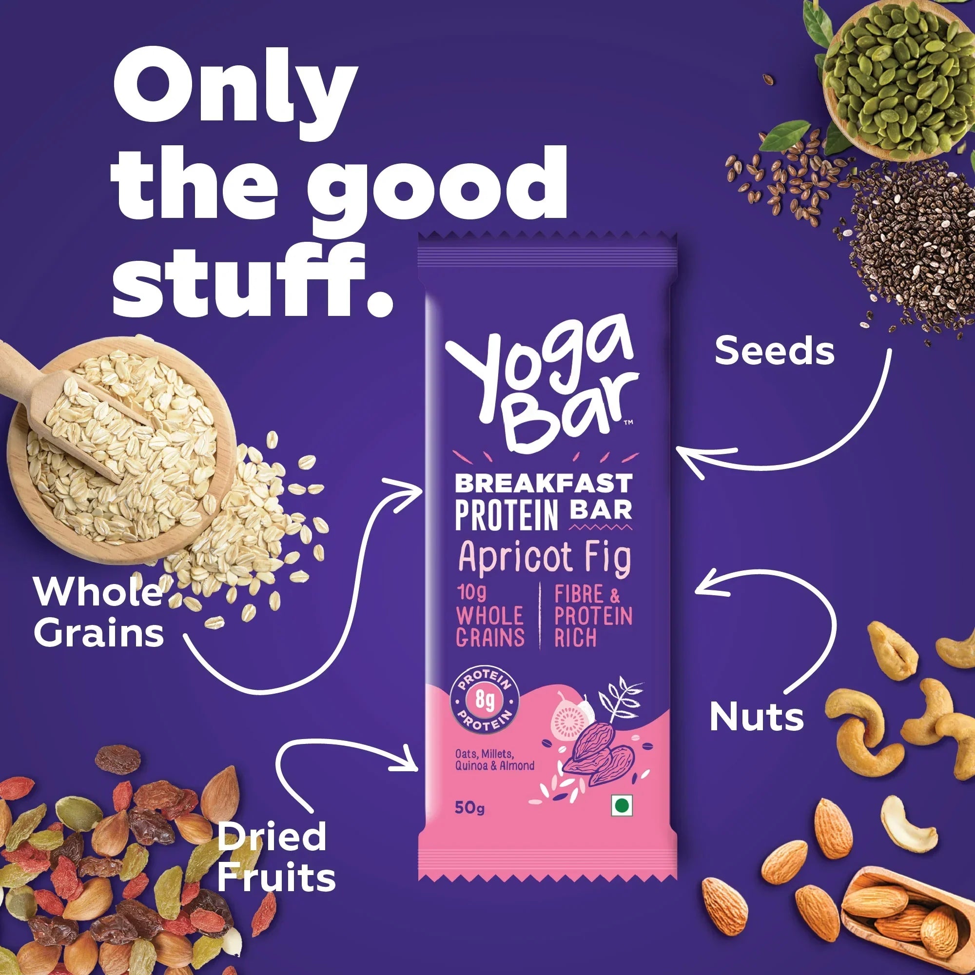Yogabar Apricot Fig Breakfast Bar - 300 gms