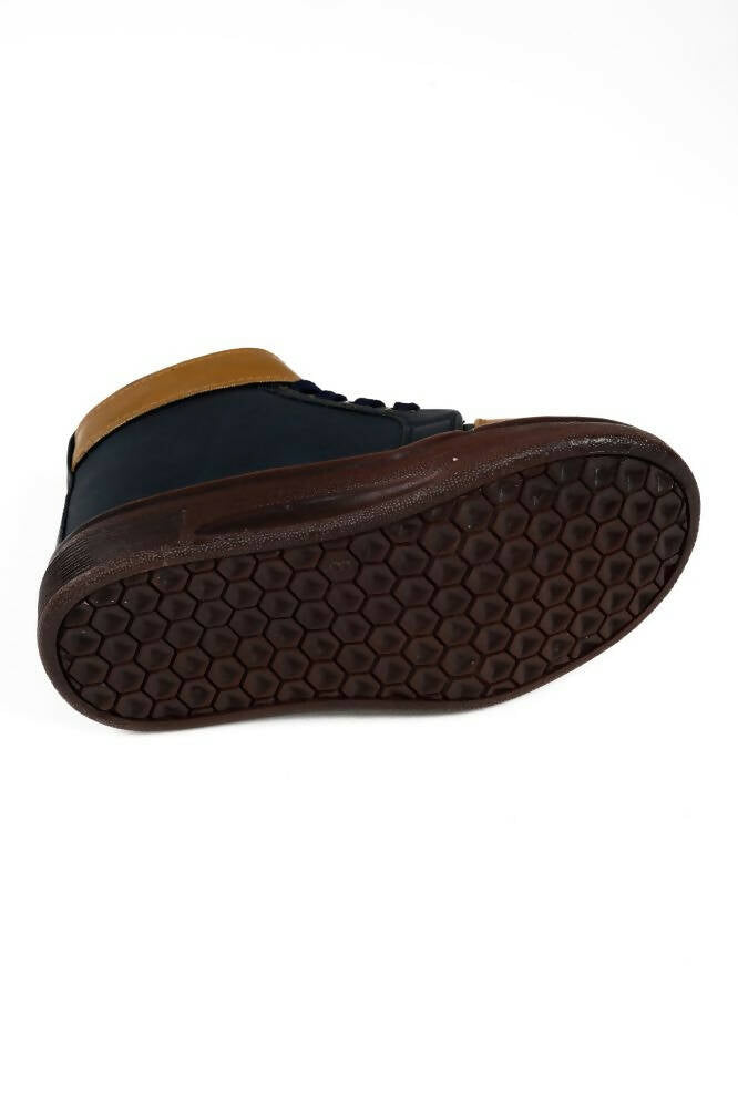 Tiny Bugs Boys Party Wear Mid Top Boots - Navy