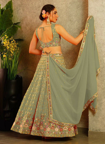 Lehenga Mart Pista Faux Georgette Designer Bollywood Style Wedding Wear Lehenga Choli