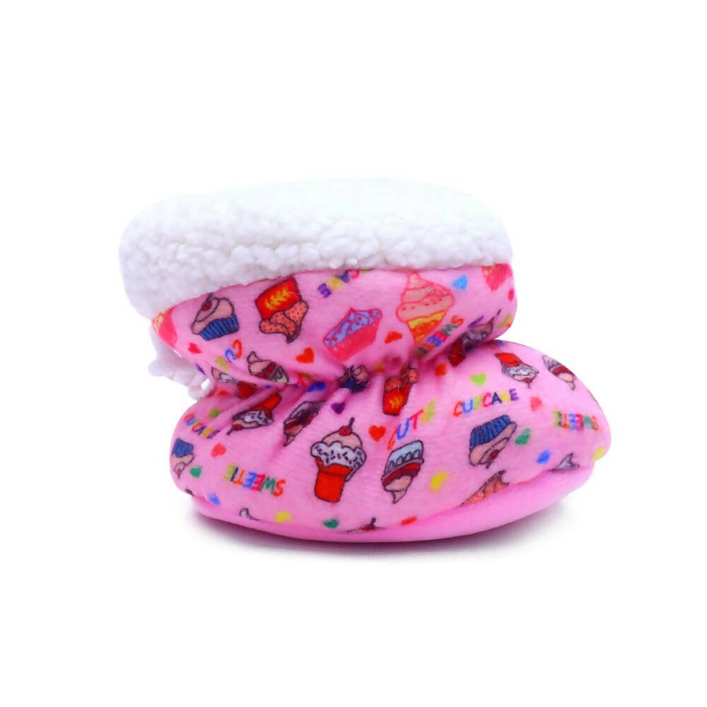 Tiny Bugs Unisex Printed Winter Booties - Pink