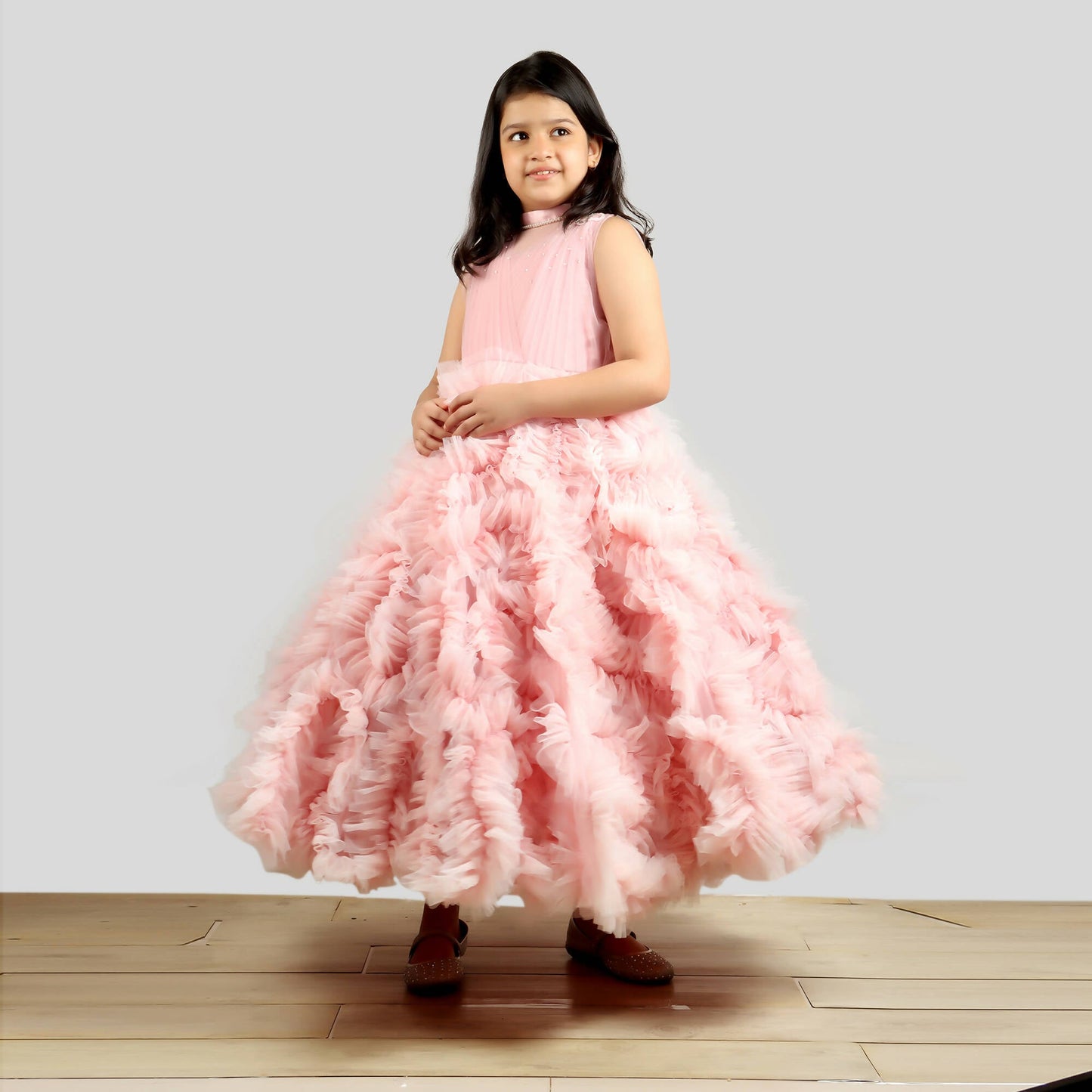 Pink Cow Fashions Old Rose Gown With Frill Ghera