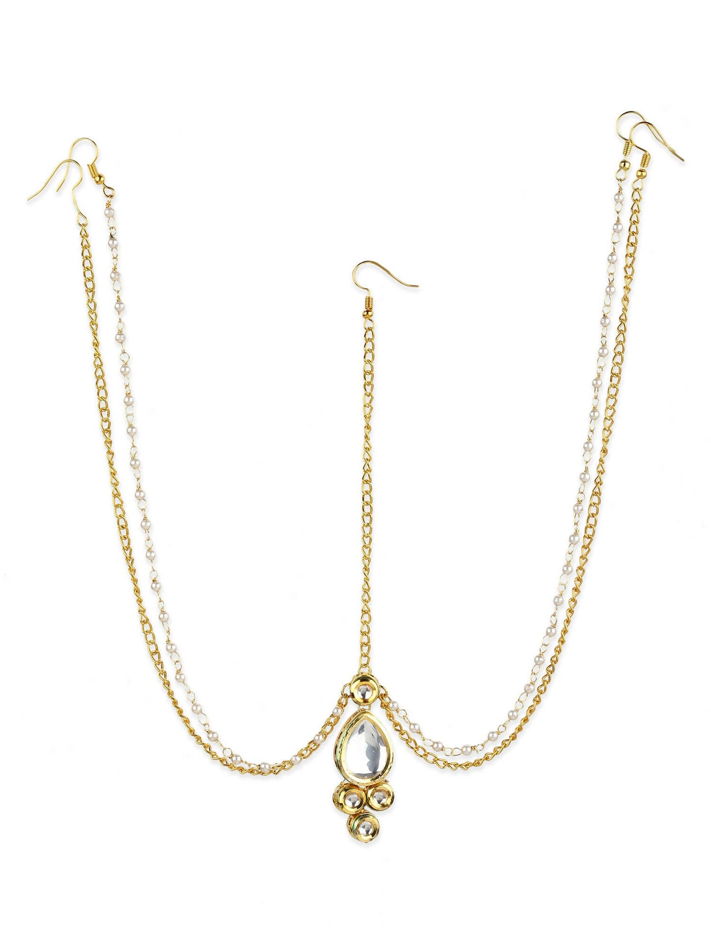 Gold-Polished Kundan Mathapatti - Ruby Raang