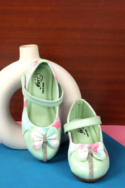 Tiny Bugs Girls Bow Embellished Party Wear Ballerinas - Multi
