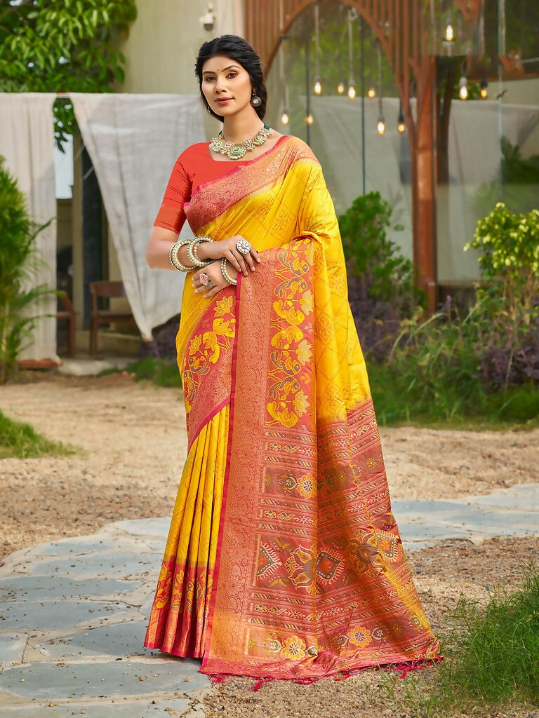 Shree Shyam Fashion Yellow Soft Silk Saree