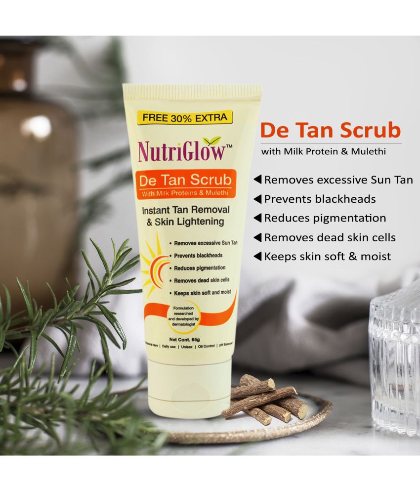 NutriGlow De Tan Scrub With Milk Protein & Mulethi - 65 gms