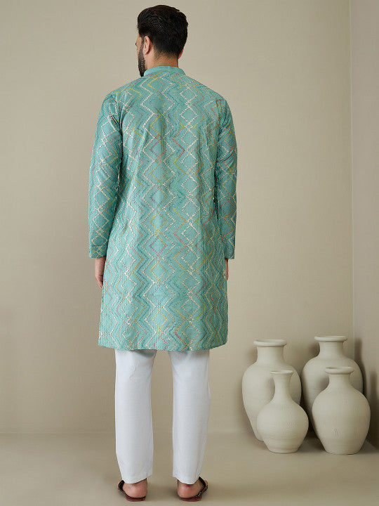 Anouk Men Ethnic Motifs Embroidered Thread Work Kurta