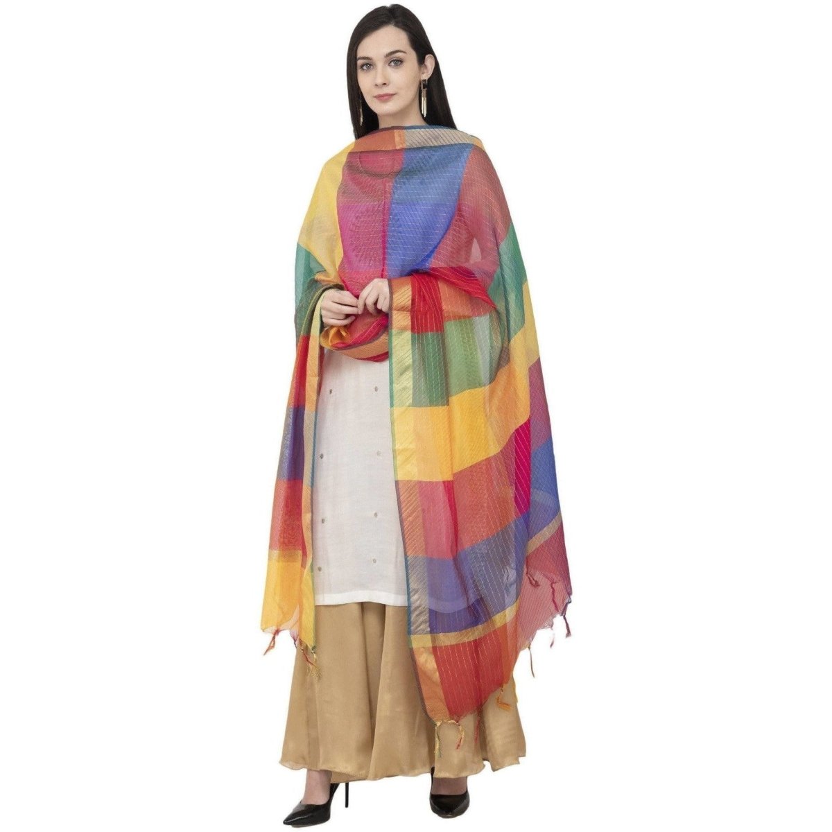 A R Silk Multi Crush Fancy Dupatta Multi Color Dupatta or Chunni