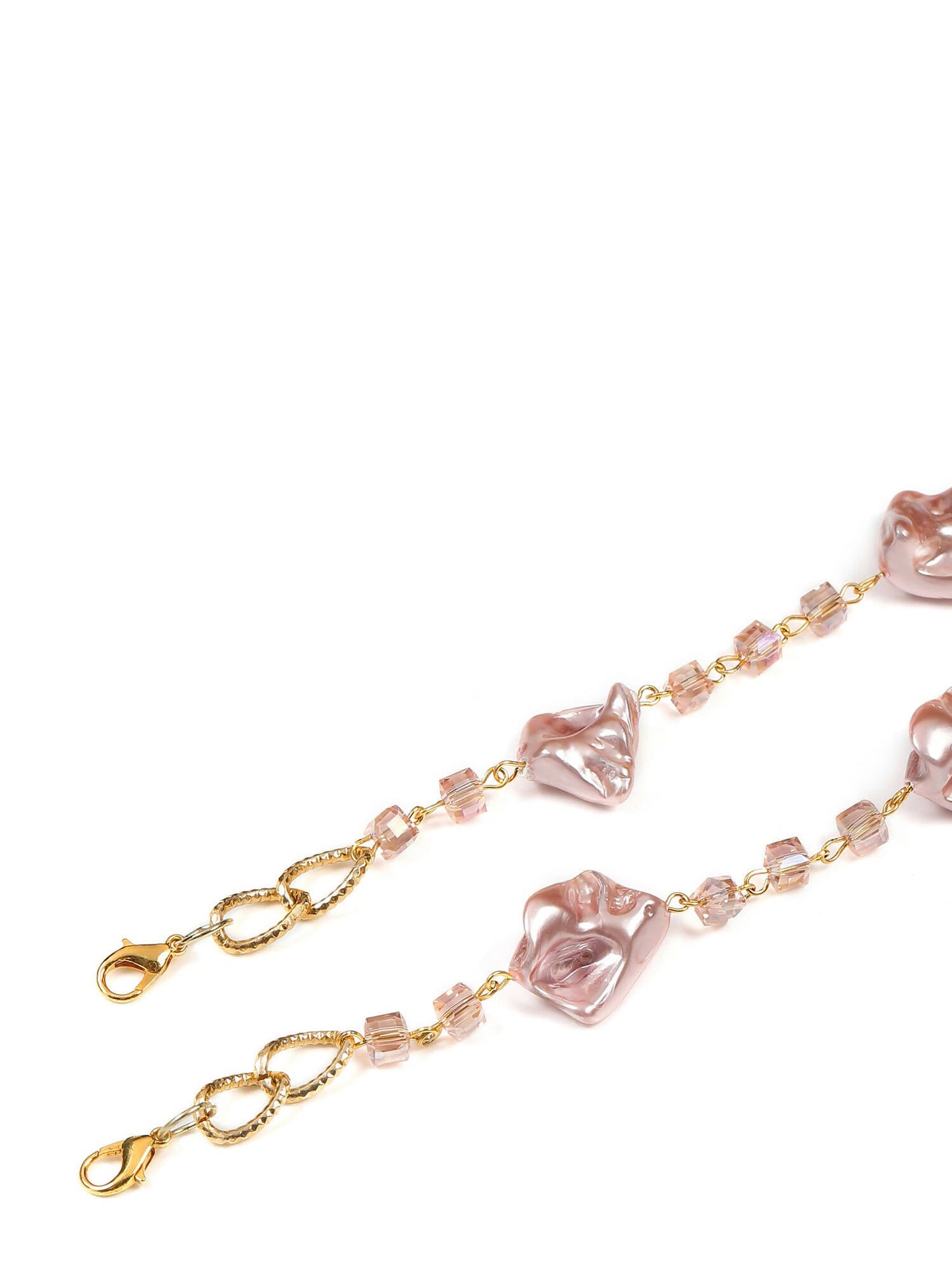 Pink Gold-Toned Embellished Mask Chain - Ruby Raang