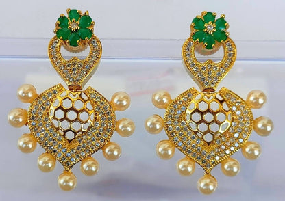 Ad Emerald Designer Pearls Earrings