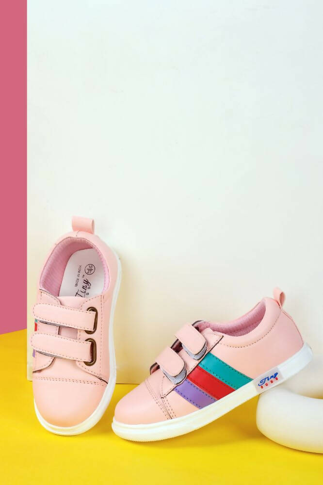 Tiny Bugs For Boys & Girls Double Velcro Sneakers - Pink