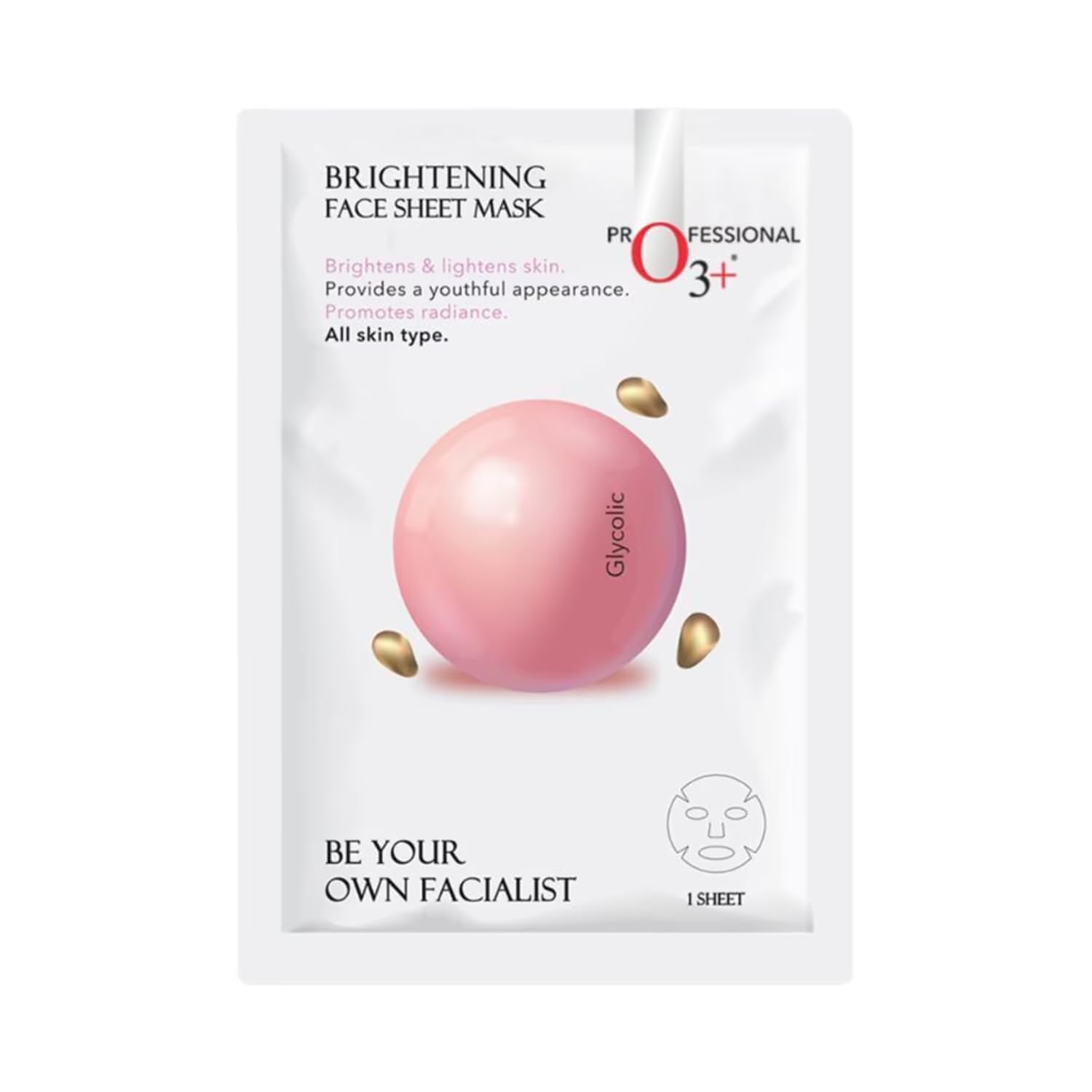 O3+ Facialist Brightening Face Sheet Mask With Glycolic (30g), Reduces Uneven Skin Tone | Brightens And Lightens Skin | For All Skin Type