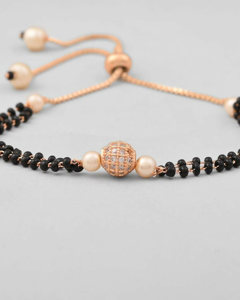 VOJ Gold-Polished AD Stone Studded Mangalsutra Bracalet
