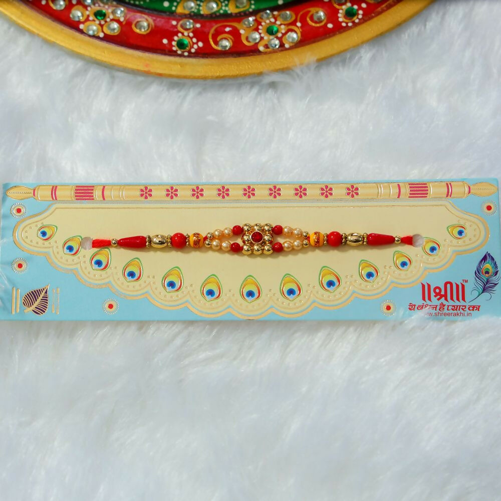 Indianvibez Colourful Beads With Stone Fancy Rakhi
