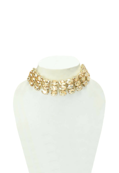 Mominos Fashion Johar Kamal Gold-Polished Finish Stone Choker For Women (Golden)