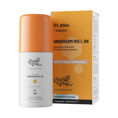 Chemist At Play UnderArm Roll-On with 5% AHA (Woody Musk Fragrance)