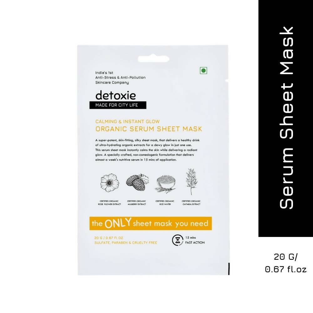 Detoxie Calming & Instant Glow Organic Serum Sheet Mask - 20 gms