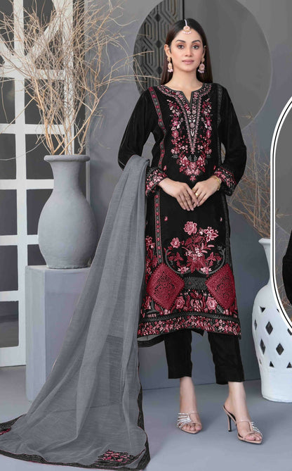 Anaita Black Velvet Suit with Embroidery Sequence Work