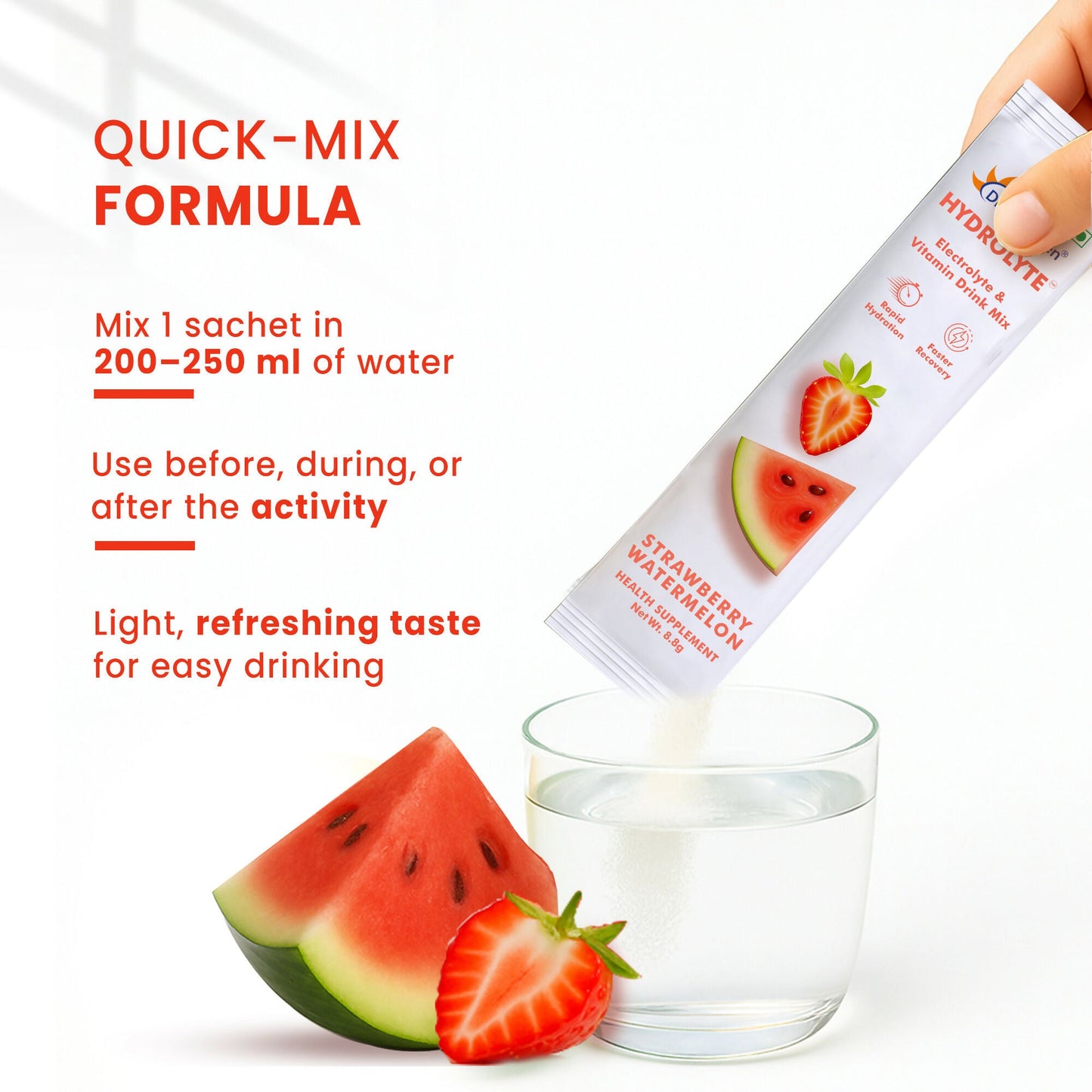 Dr. Morepen Hydrolyte Electrolyte & Vitamin Drink Mix - Strawberry