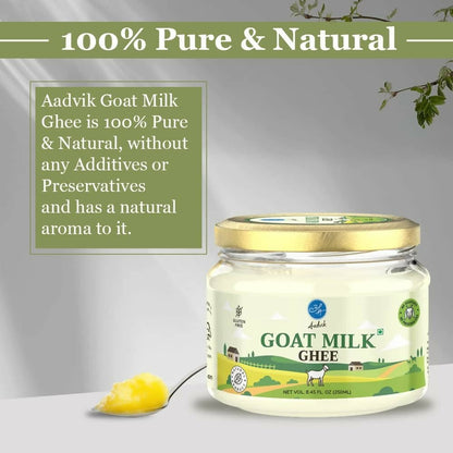 Aadvik A2 Goat Milk Ghee with Ayurvedic Benefits | 100% Pure & Natural Goat Milk Ghee | From Grass Fed Goat A2 Milk