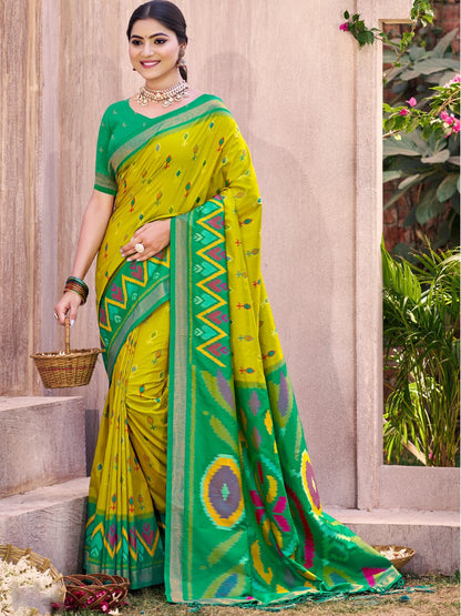 Anaita Olive Silk Saree With Blouse Piece