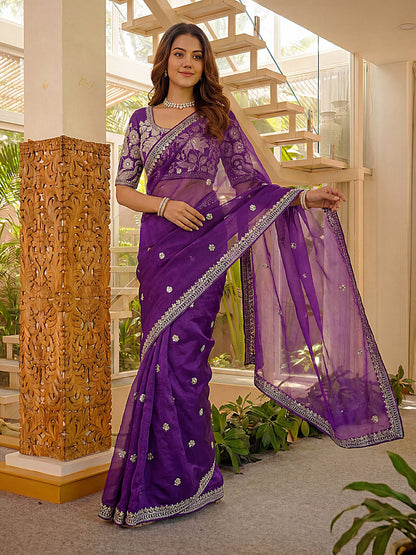 Lehenga Mart Designer Bollywood Style Party Wear Saree-Blue