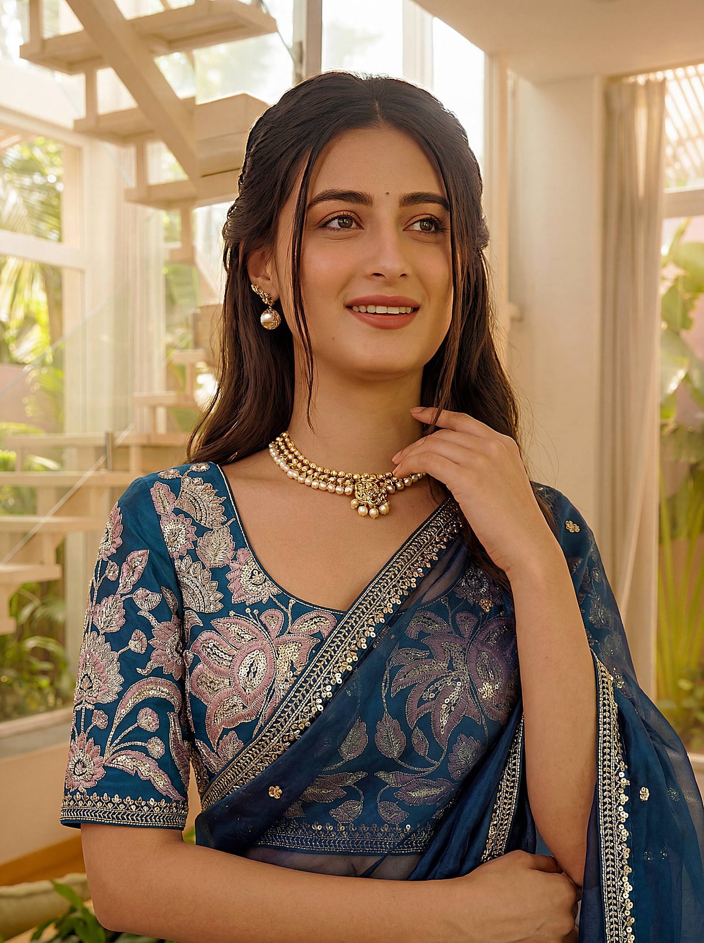 Lehenga Mart Designer Bollywood Style Party Wear Saree-Skyblue