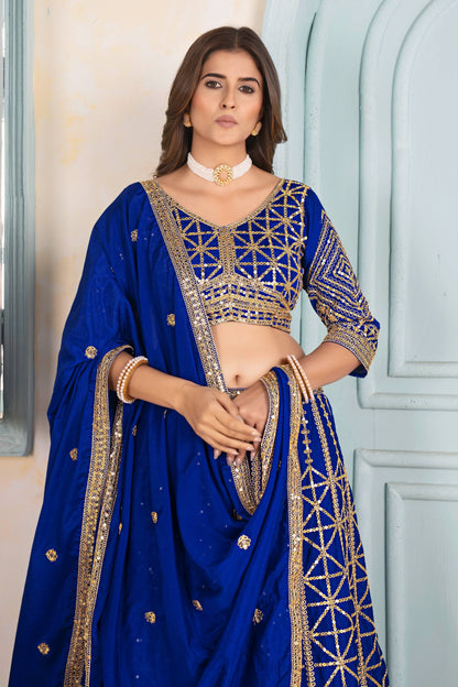 Lehenga Mart Designer Bollywood Style Wedding Wear Lehenga Choli - Blue