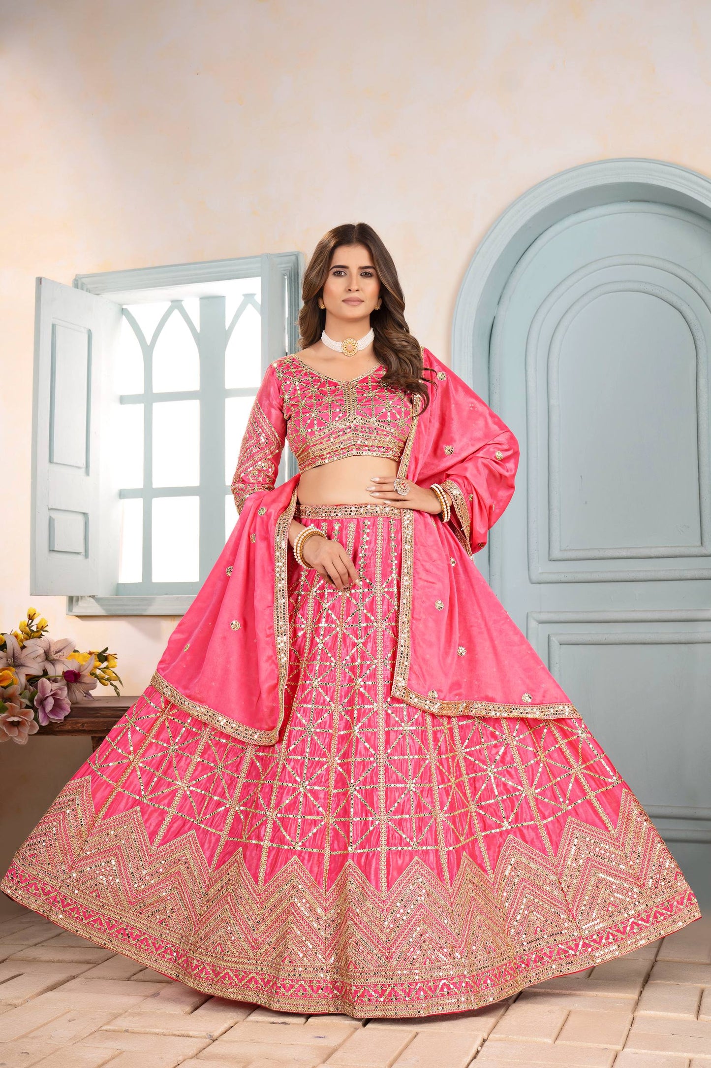 Lehenga Mart Designer Bollywood Style Wedding Wear Lehenga Choli - Pink