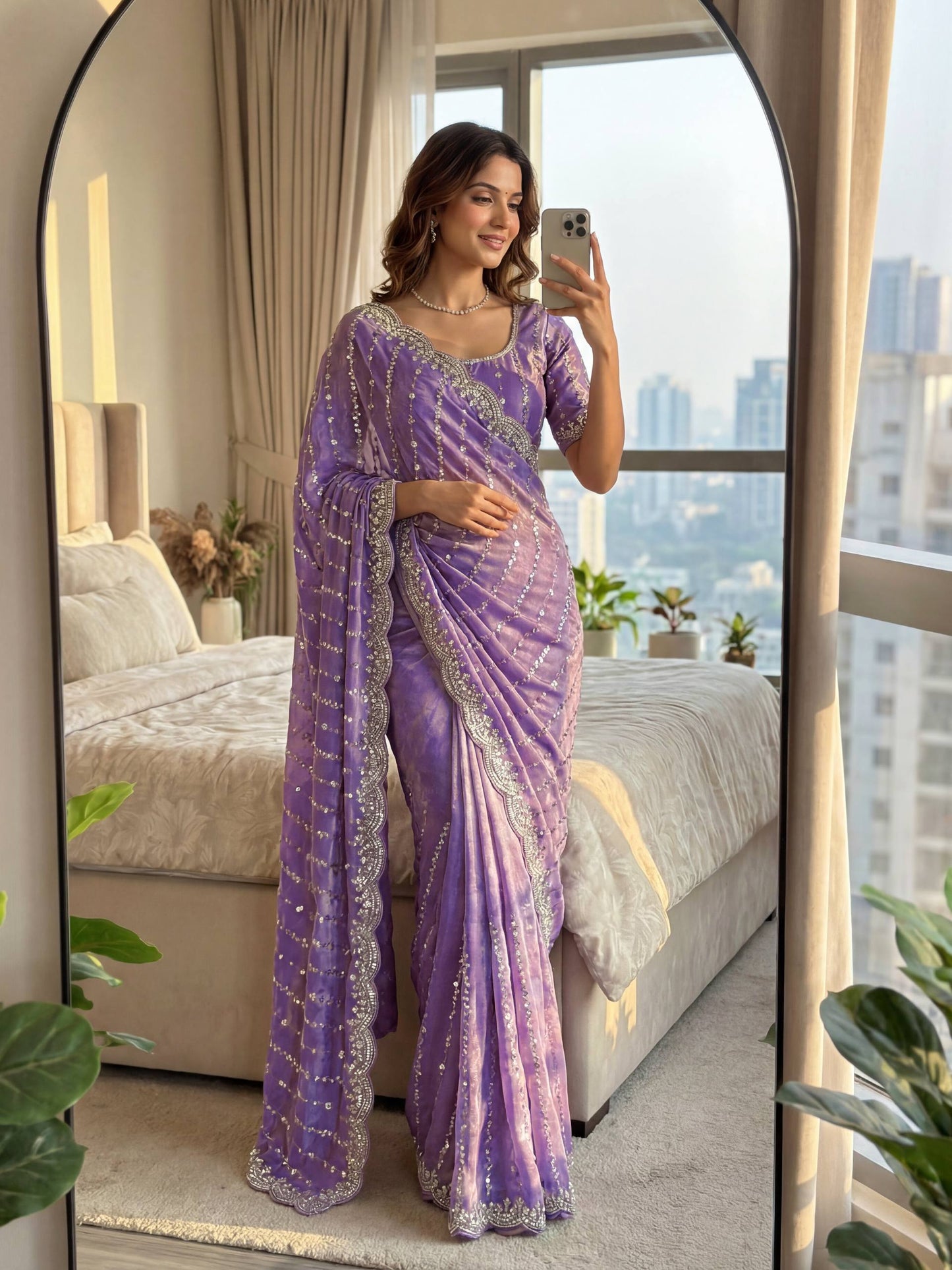 Lehenga Mart Designer Bollywood Style Party Wear Saree-Lavender