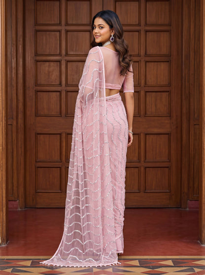 Lehenga Mart Designer Bollywood Style Party Wear Saree-Lightpink