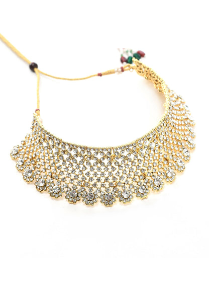 Mominos Fashion Johar Kamal Traditional Rajwadi Design Heavy Golden Colour Necklace Set