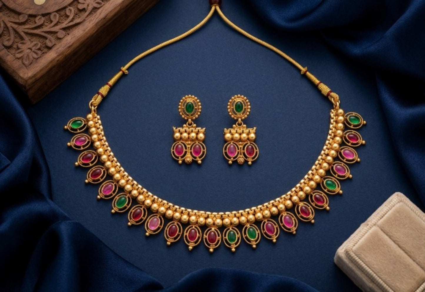 Jewel City Multicolor South Indian Temple Jewelry Set