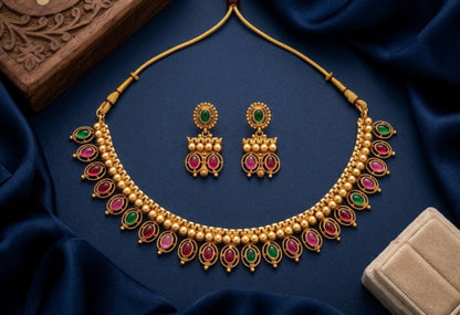 Jewel City Multicolor South Indian Temple Jewelry Set