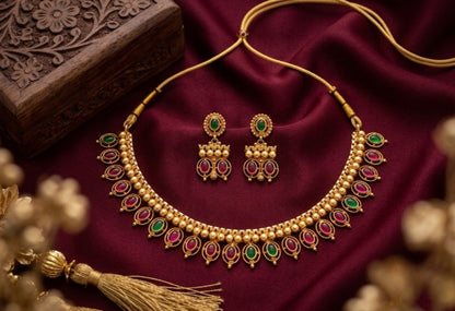 Jewel City Multicolor South Indian Temple Jewelry Set