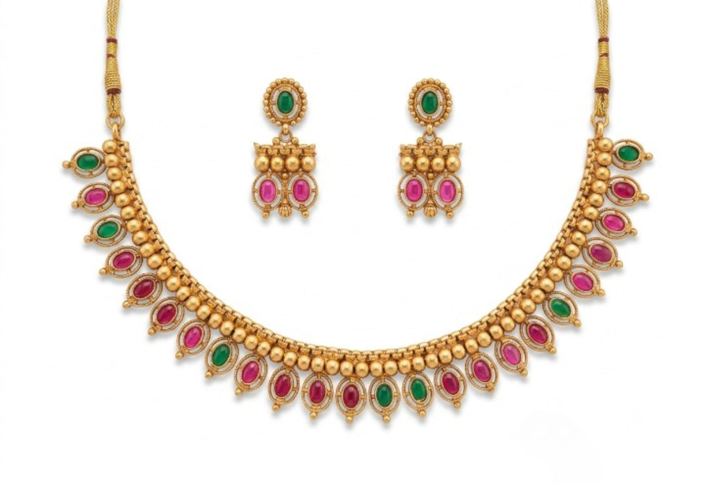 Jewel City Multicolor South Indian Temple Jewelry Set
