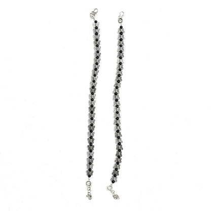 Mominos Fashion Kamal Johar Oxidised Silver Butterfly Anklets
