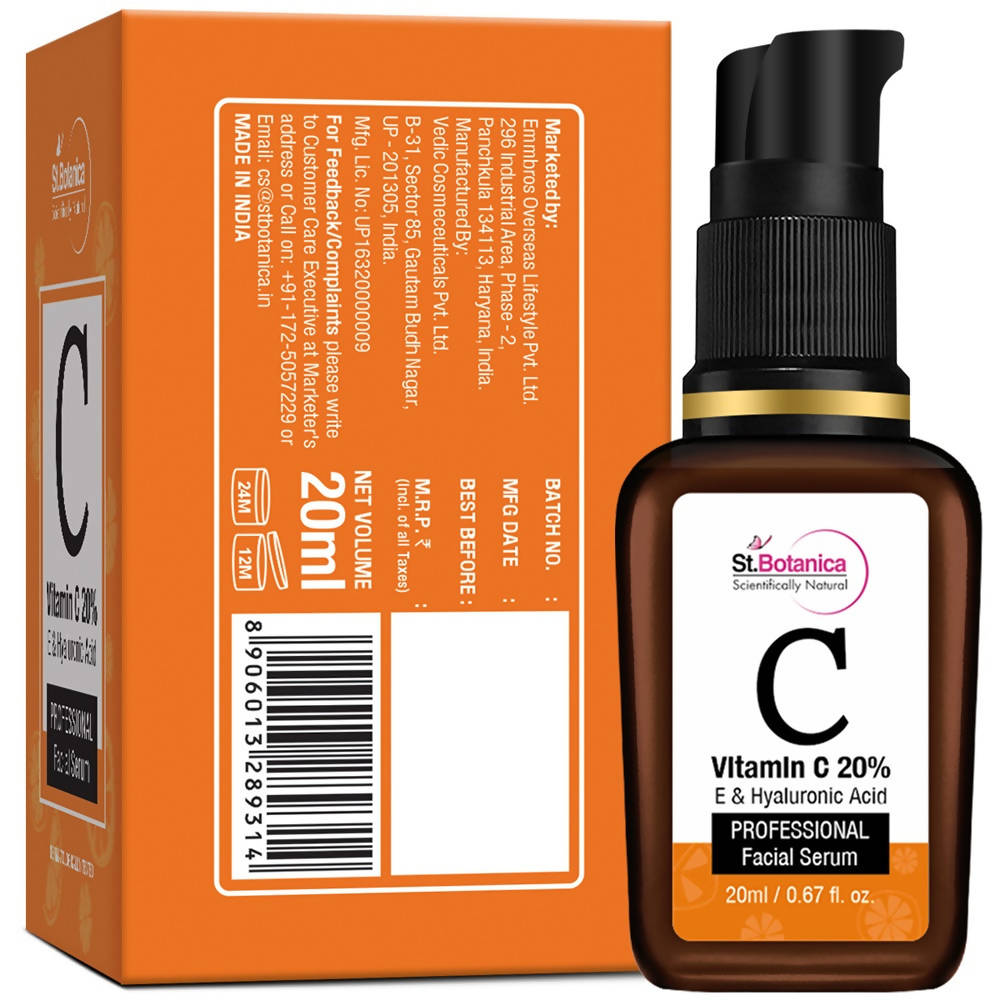 St.Botanica Vitamin C 20% E & Hyaluronic Acid Professional Facial Serum - 20 ml