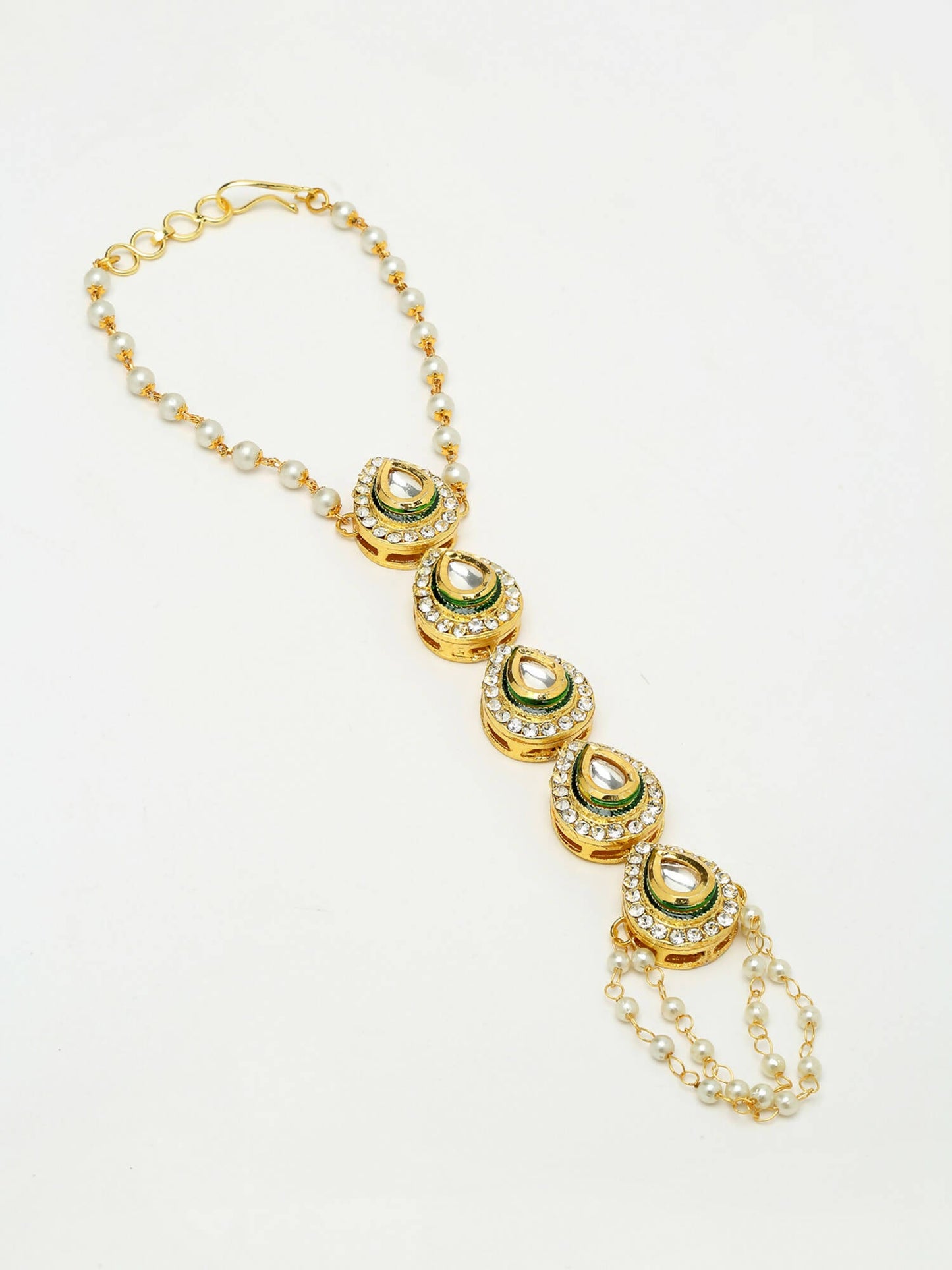 Kundan Hand Harness Set Of 2 - Ruby Raang